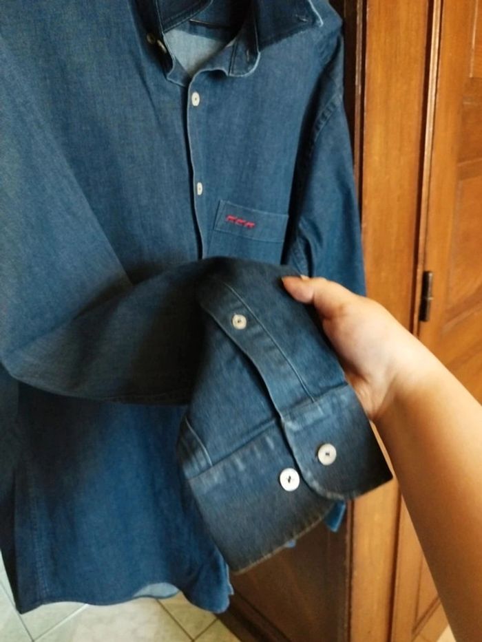 Chemise bleu style denim Mise Au Green L/40 vintage - photo numéro 11