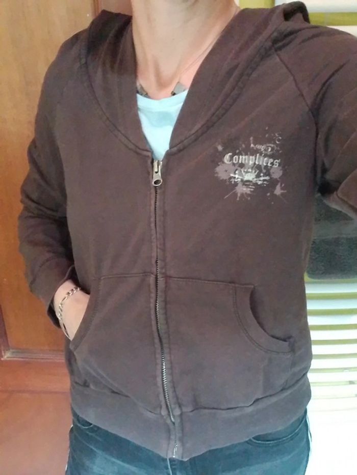 Sweat femme brun à capuchon Complices