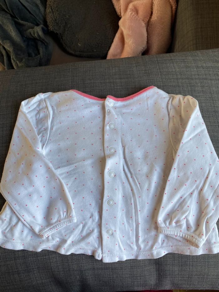 Haut fille Obaïbi manches longues blanc/rose 18m 80cm - photo numéro 2