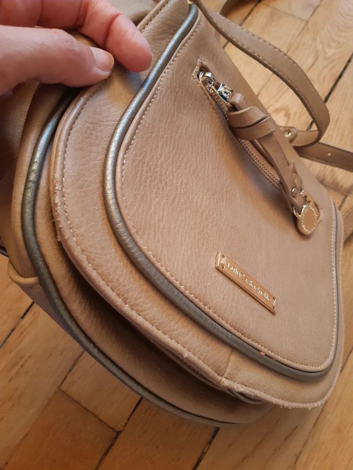 Sac à bandoulière beige/doré Lulu Castagnette - photo numéro 8