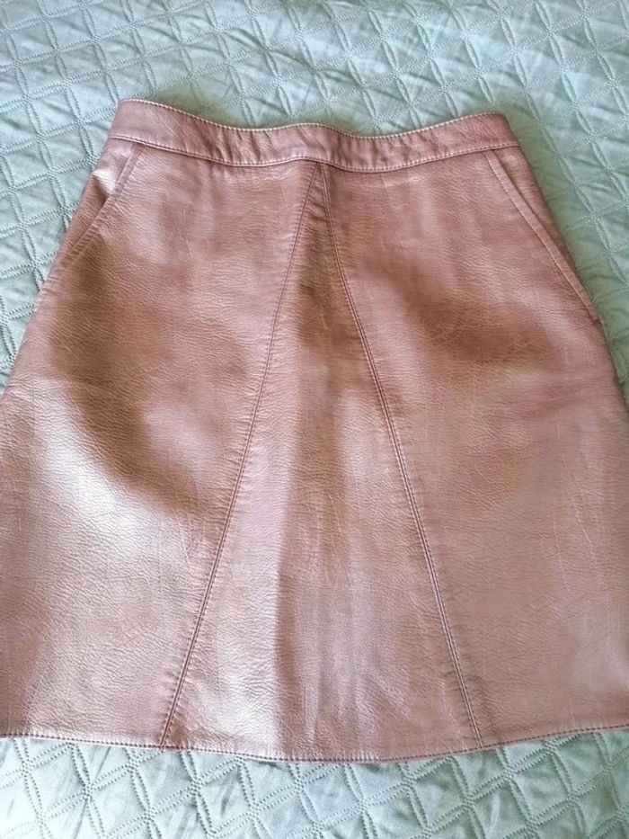 Jupe imitation cuir bordeaux - photo numéro 2