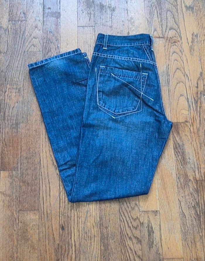 Jean femme Marithé François Girbaud bleu taille 29 (FR 40)  coupe droite surpiqûres blanches