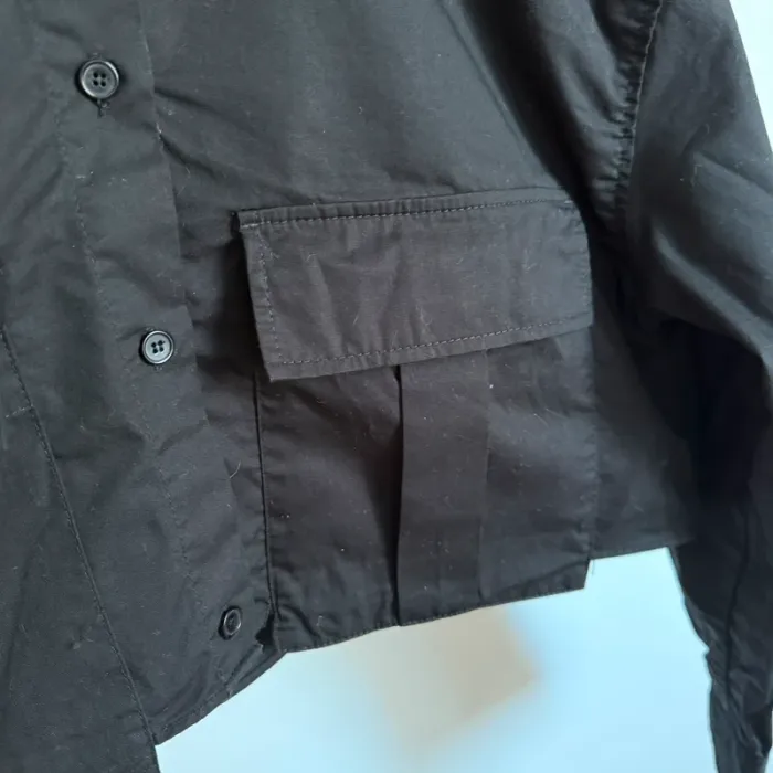 Chemise cropped noire 100% coton Zara - Taille S - photo numéro 5