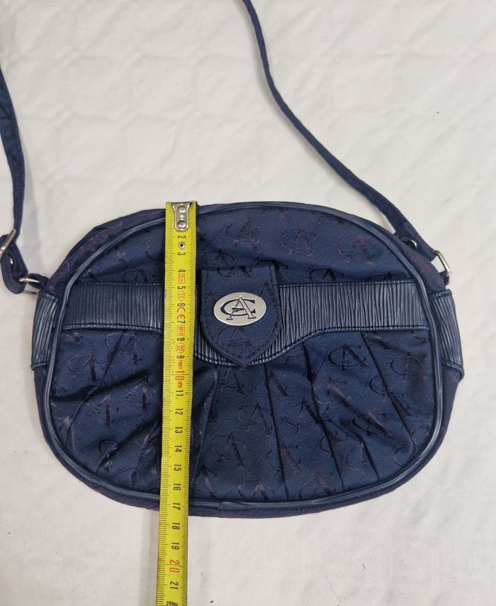 Petit sac à main bandoulière , vintage , bleu marine - photo numéro 5