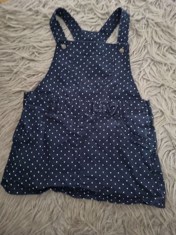 Robe salopette marine à pois blanc 24mois
