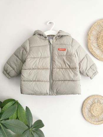 Manteau, anorak matelassé gris à capuche oreilles 12 Mois