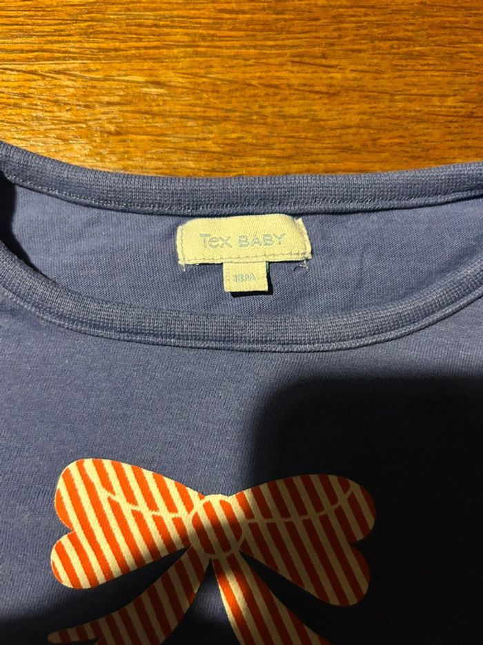 T-shirt manche longue bleu avec noeud - photo numéro 2