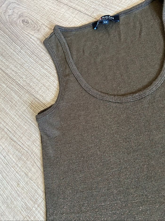 Débardeur marron pailleté sans manches Morgan taille XS TBE - photo numéro 9