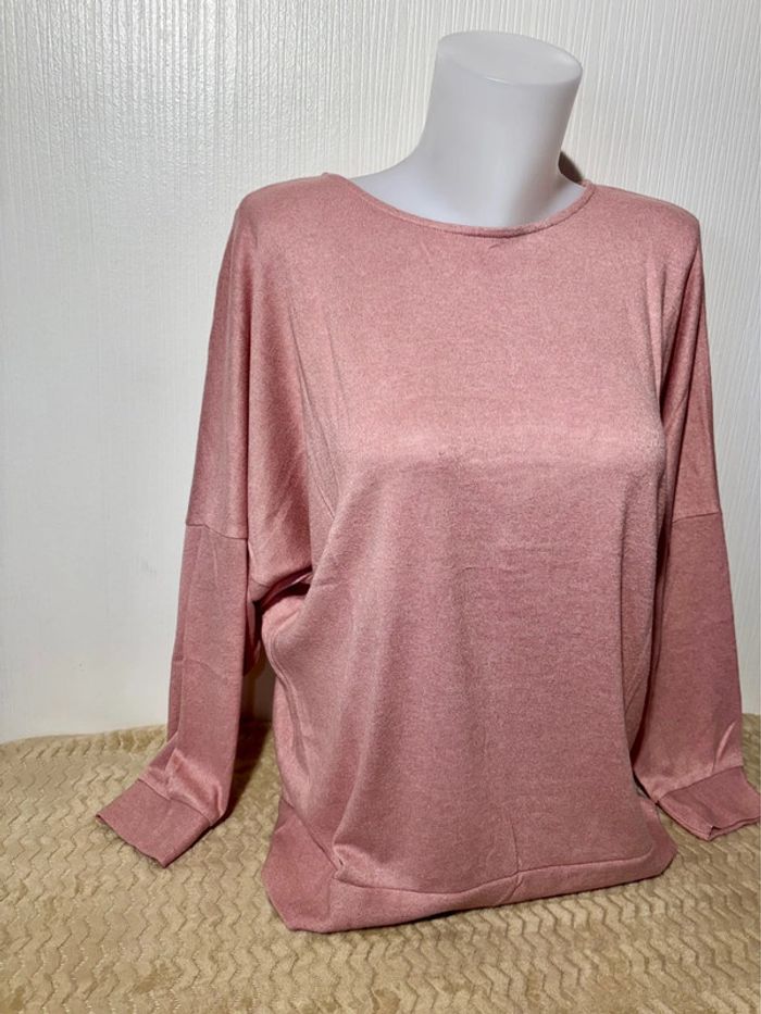 💖 Pull oversize rose poudré Gémo - Taille M (ample) - photo numéro 2