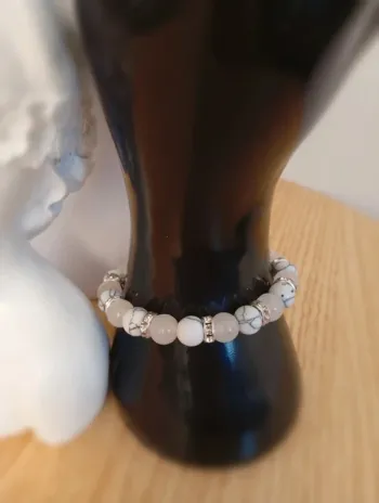 Solde 💝 pour femme Pierre de rose Bracelet en pierres naturelles Lithoterapie méditation yoga