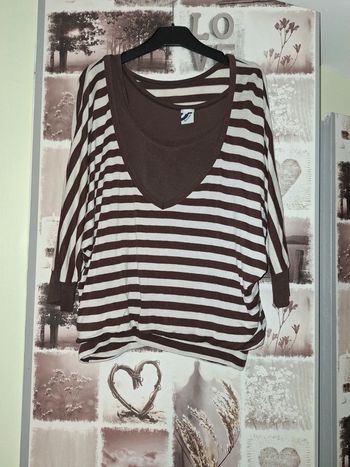 Haut à rayures marrons et blanches bonobo 36