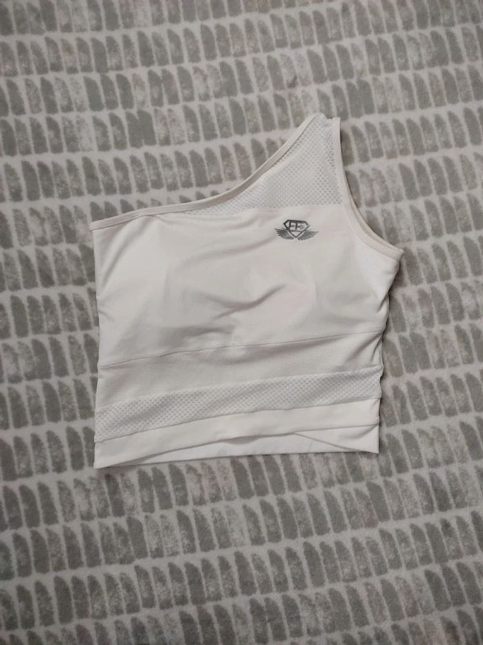 Haut top débardeur court brassière intégrée blanc engineered taille 40 L - photo numéro 1
