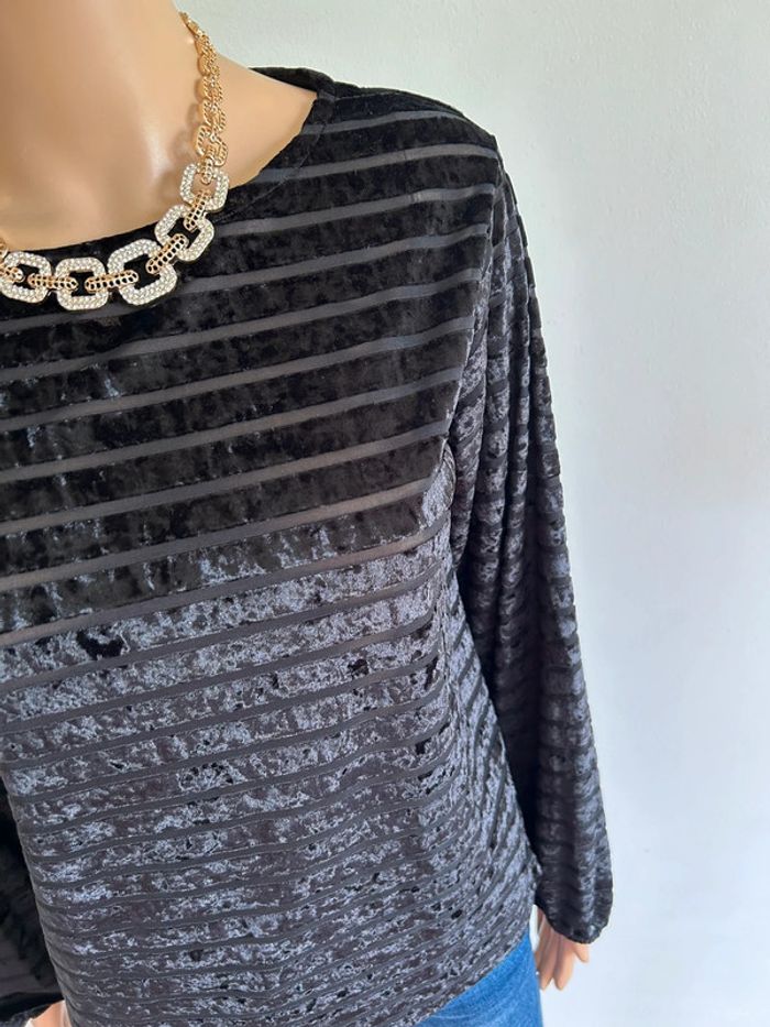 Haut noir en velours à manches longues 123 taille S jamais porté - photo numéro 6