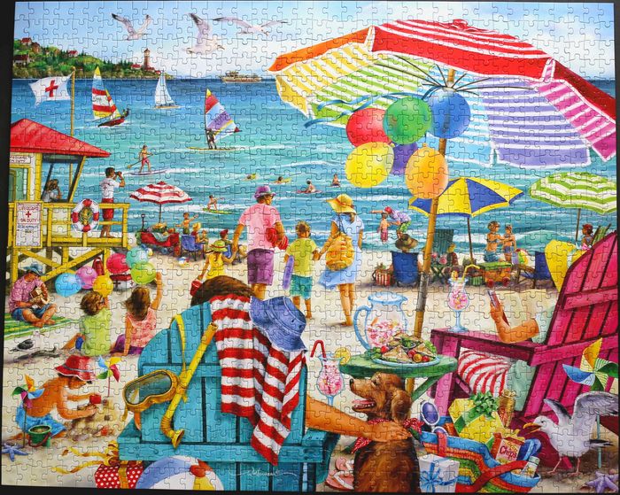 Puzzle 1000 pièces "Day at the Beach" Vermont Christmas Company