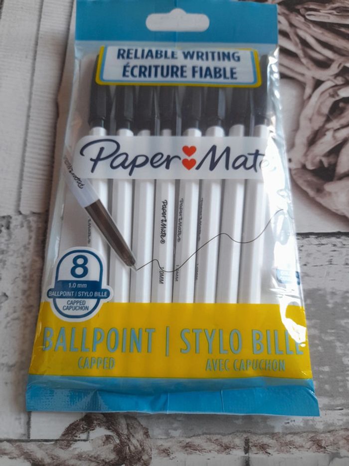 Paquet 8 stylos billes noirs Paper Mate