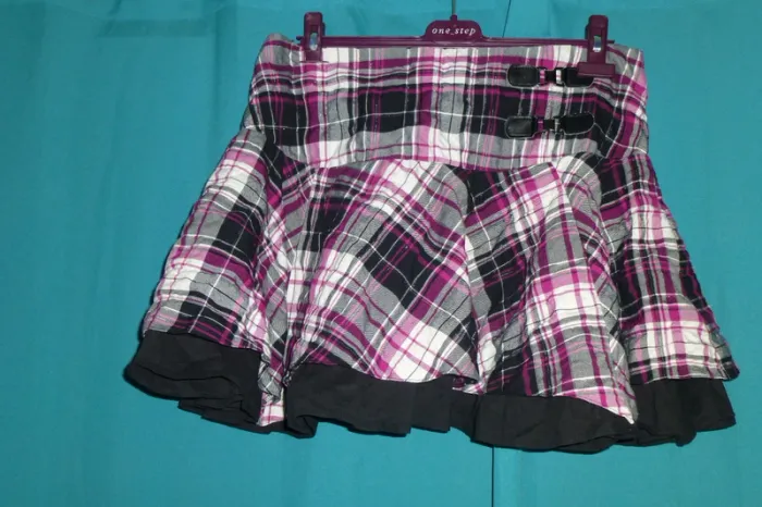 jupe velours a carreaux évasée kiabi taille 40 neuve - photo numéro 2