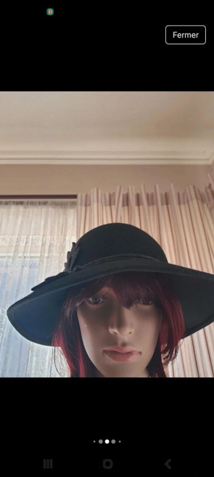 Chapeau femme noir en 100% laine 56cm - photo numéro 9