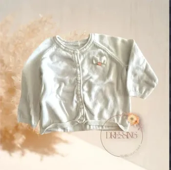 Gilet veste fille blanc petit noeud 12 mois