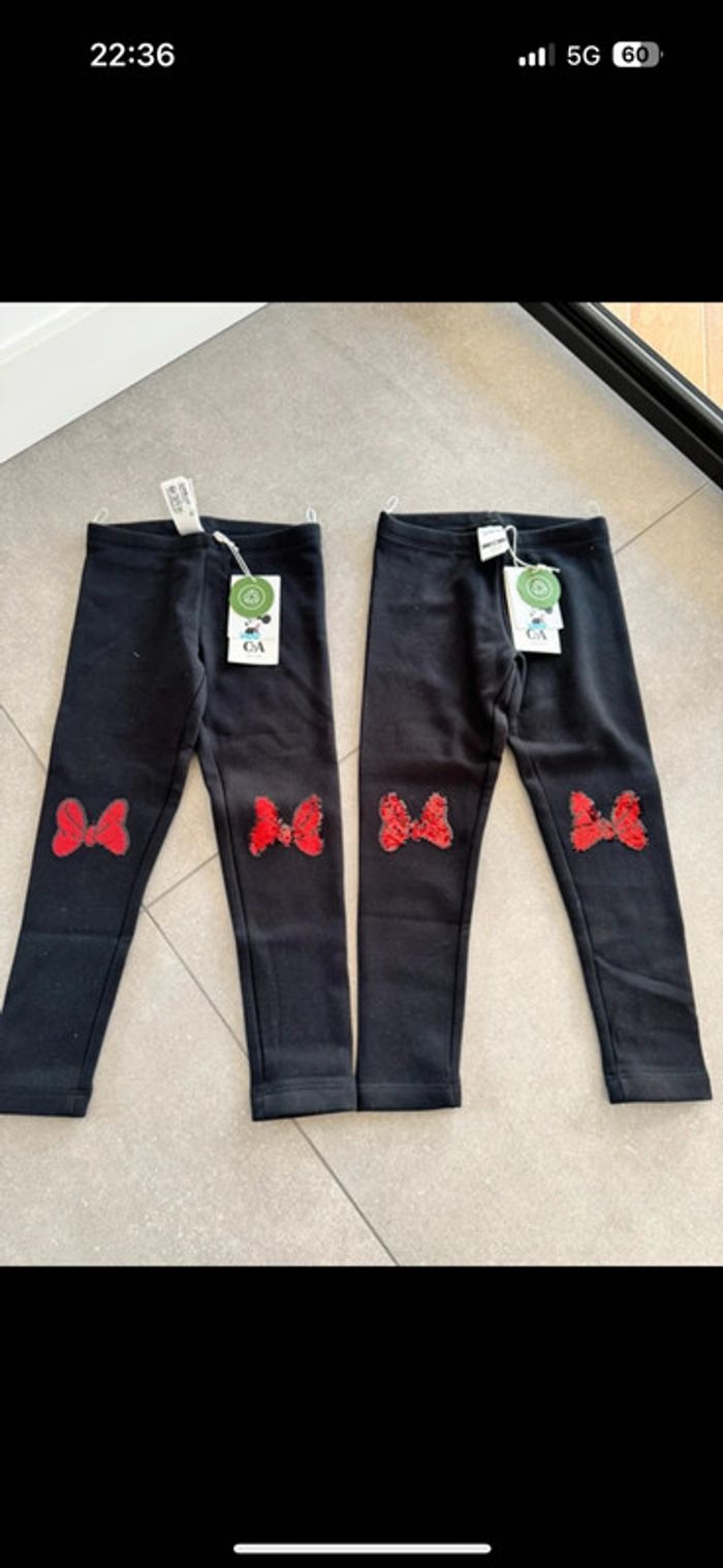 🎁 lot de 2 leggings chics neufs fille 6 ans C & A 25€  Disney Minnie
