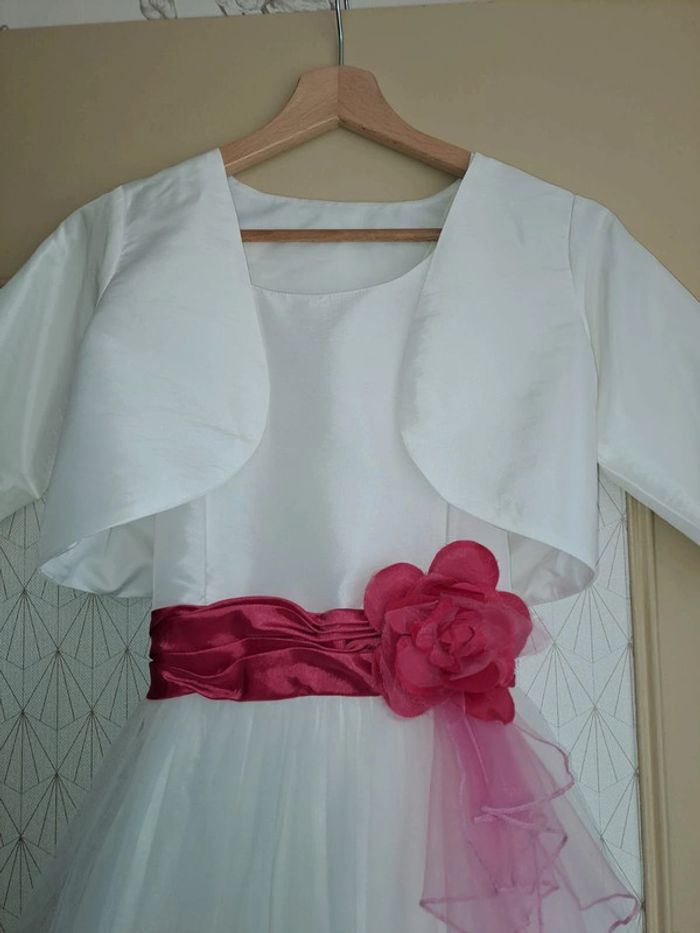 Magnifique robe de cérémonie nettoyée fille avec gilet comme neuve portée 2h point mariage 12 ans - photo numéro 3