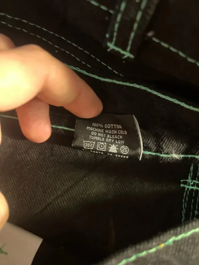 Short/Jort Stussy Black Embroidered Green Forest Big Logo Back – Taille XL - photo numéro 8