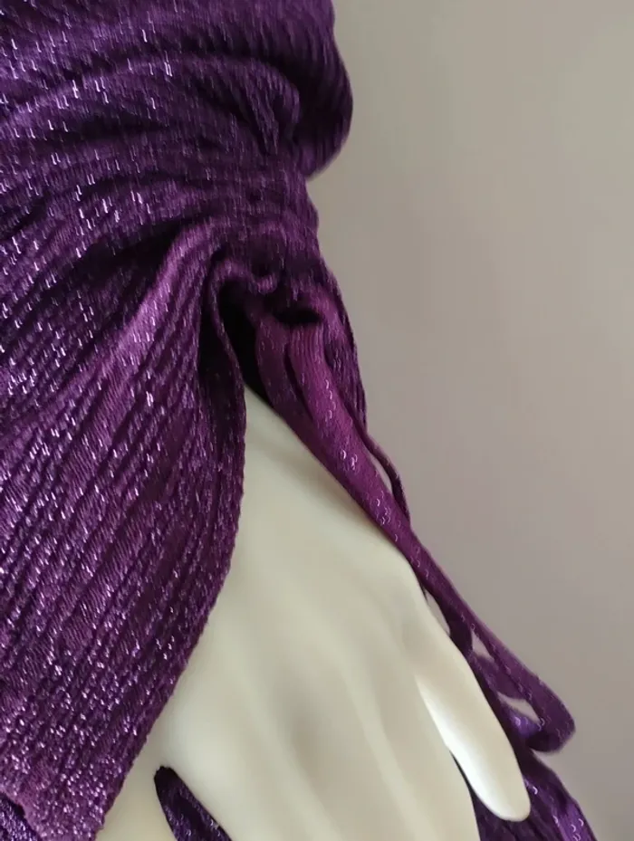Blouse manches réglables violet à paillettes taille 40 Promod - photo numéro 3