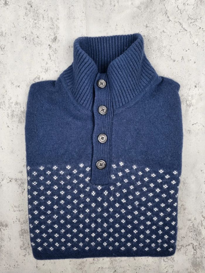 Pull 1/4 boutons Tommy Hilfiger bleu – Taille L Homme (mesures en photos) - photo numéro 2