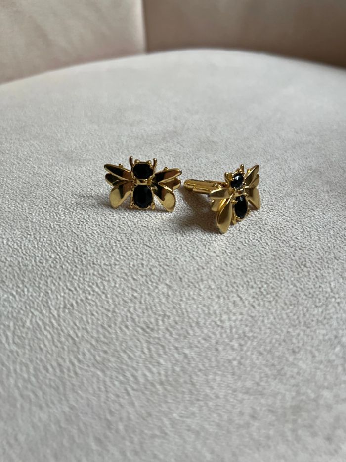 Boutons de manchettes Abeilles noir et doré - Anne Fontaine - photo numéro 4