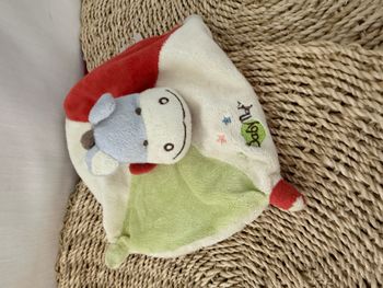 Doudou câlin petit âne carré rouge vert BABYNAT