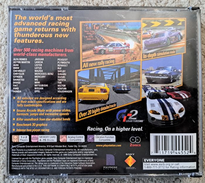 🎮 Gran Turismo 2 USA Sony PlayStation 1 PS1 ntsc-u/c - photo numéro 4