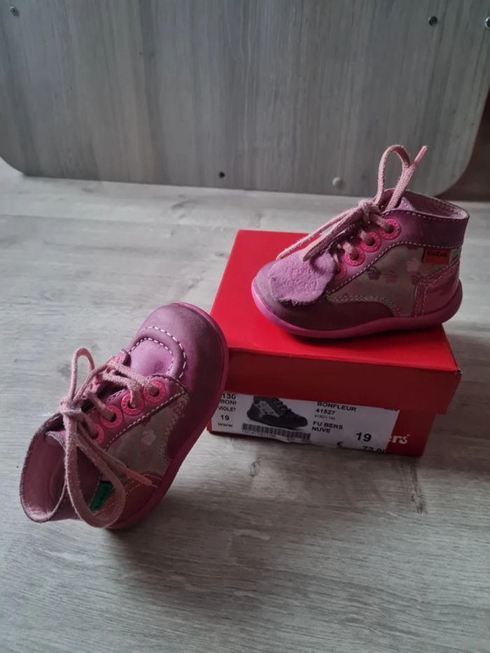 Bottillons Kickers Bonzip Pour Fille - Taille 19 | Noir, Doublure Sans Chrome, Confortables
