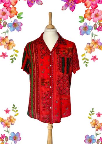 🌿🍓Chemise homme vintage estivale style ethnique indien hippie boho ethnic floral shirt🍓🌿