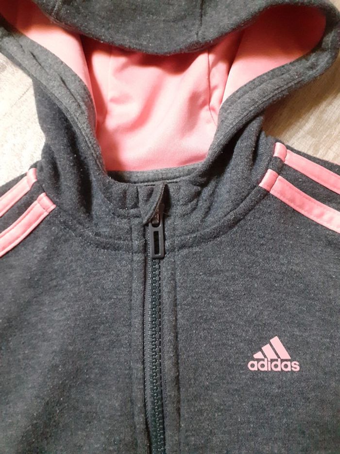 Veste fille zippée grise foncée et rose 5-6 ans - photo numéro 6
