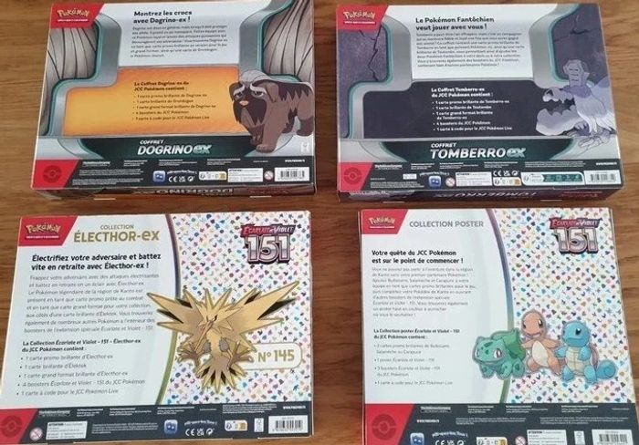 Lot de 4 coffret pokémon Poster 151 electhor ex dogrino ex tomberro ex neuf scellé Fr - photo numéro 2