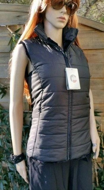 Veste doudoune sans manches réversible rare ville/ski Fusalp fausse fourrure taille S