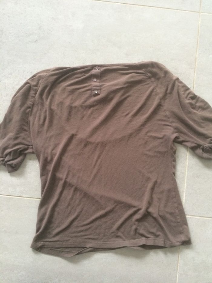 T-shirt col benitier marron taille 40 - photo numéro 3