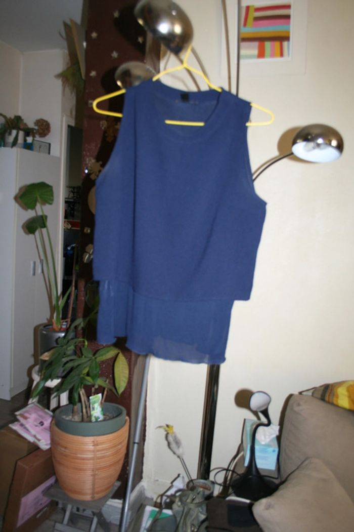 🌸Top voile bleu marine Taille 38 "Mango" Neuf 🌸