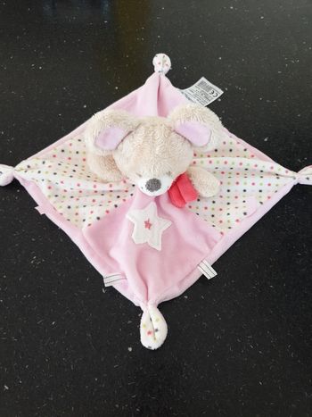Doudou plat souris rose