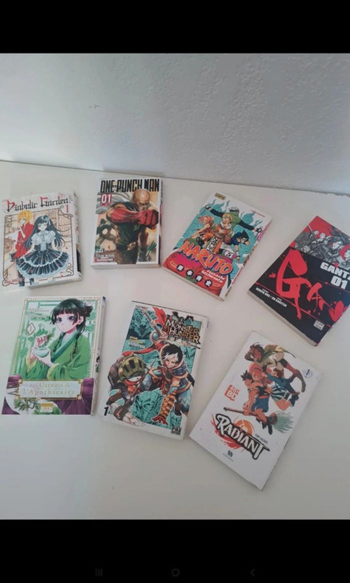 lot 7 mangas - tome 1 - naruto gantz radiant one puch man