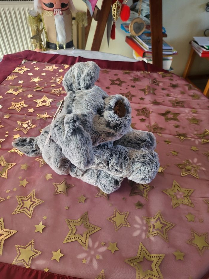 Peluche chien 🐕 velours gris - photo numéro 2
