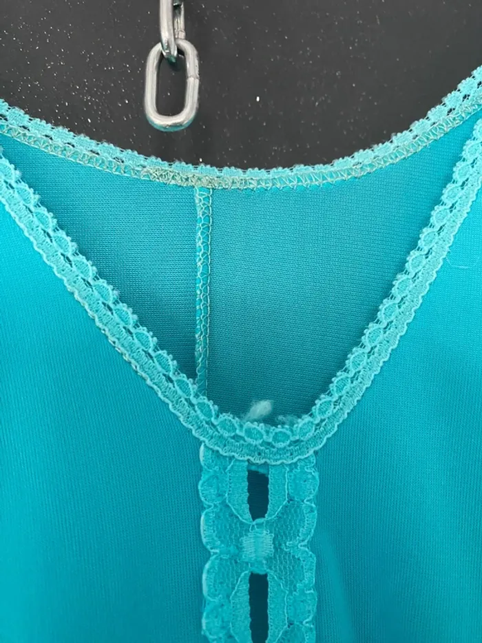 Fond de robe turquoise dentelle ajourée 38/40 - photo numéro 6