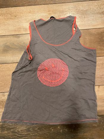 T-shirt Smiley Etam 44 gris et rose