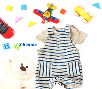 Salopette en jean rayée et Tee-shirt