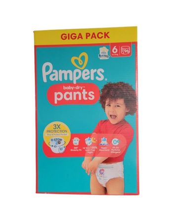 Couches culottes PAMPERS Baby-dry Giga Pack Taille 6