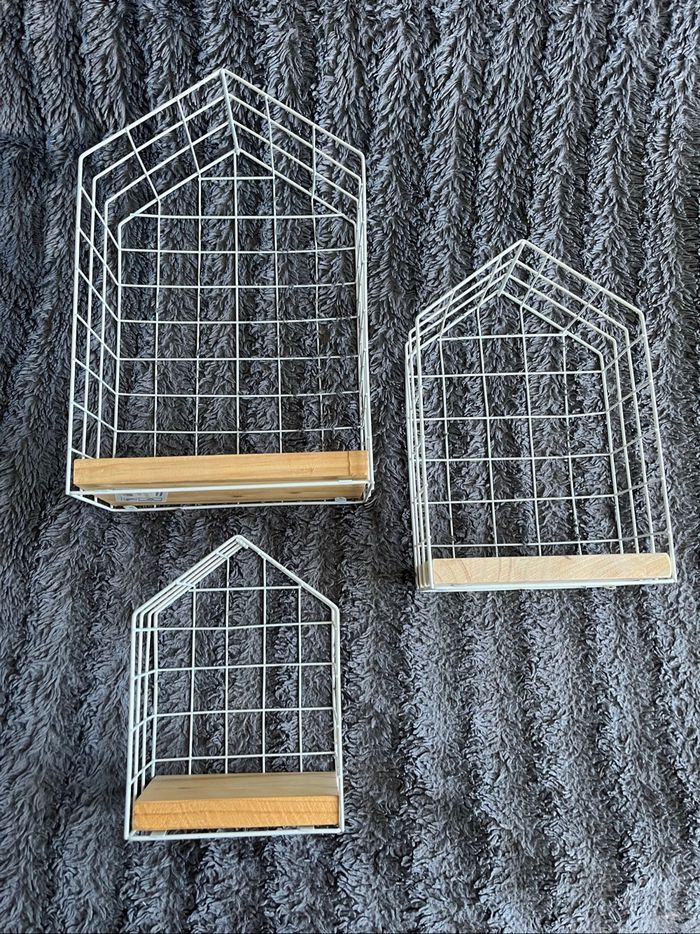 Étagères maison en acier blanc et bois