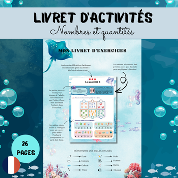 Livret éducatif Nombres et Quantités – Grande Section – Réutilisable et Plastifié - photo numéro 2