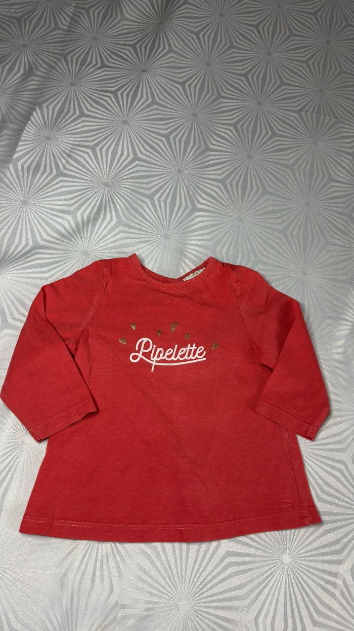 Tee-shirt-pull manches longues fille 6 mois tape à l’œil - photo numéro 2