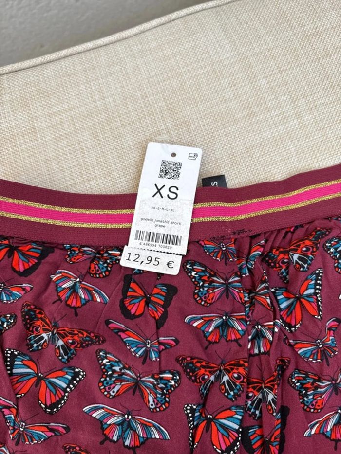 short de pyjama bordeaux à motifs papillons undiz taille 34/XS - photo numéro 5