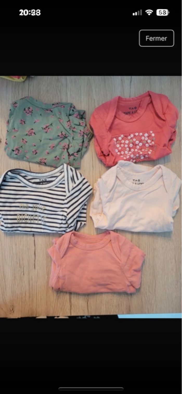 Lot 17 bodys manches longues fille 1 mois - photo numéro 3