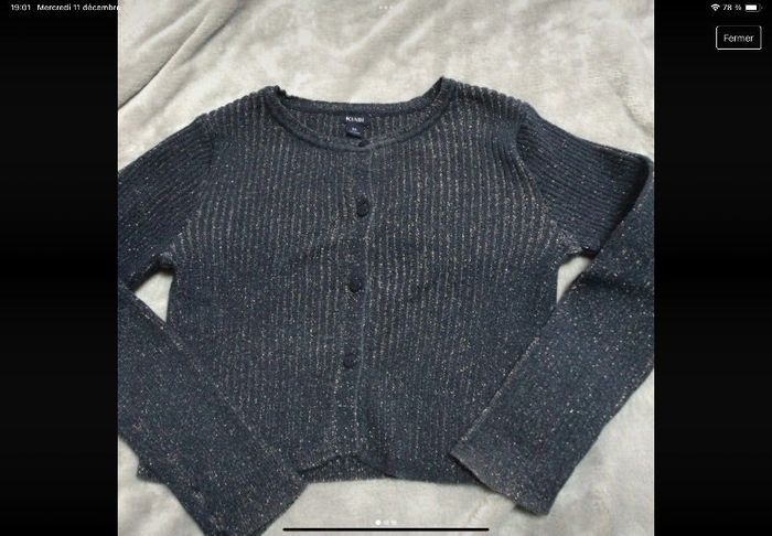 gilet bleu marine brillant kiabi 8 ans tbe